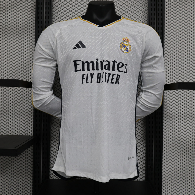 Increible! Jersey Real Madrid 2023/2024 Local Blanca Manga Larga Talla M