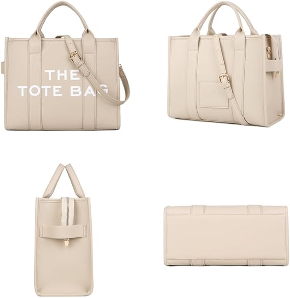 A The Tote Bag de piel grande para mujer, Bolsas Totes con cierre, bolsa tote bag mujer, bolsa cruzada de PU para viajes, oficina.
