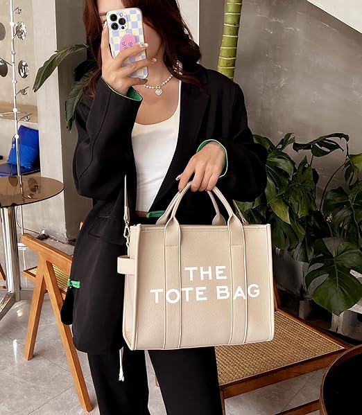 A The Tote Bag de piel grande para mujer Bolsas Totes con cierre bolsa tote bag