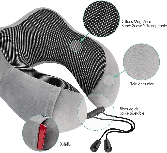 A TYC Almohada de Viaje, Almohada de Cuello Viscoelástica de Espuma de Memoria con Máscara de Ojos, Tapones para los oídos y Nariz, y Bolsa con Cordón, Soporte de Cuello para Avión, Oficina y el Hogar.