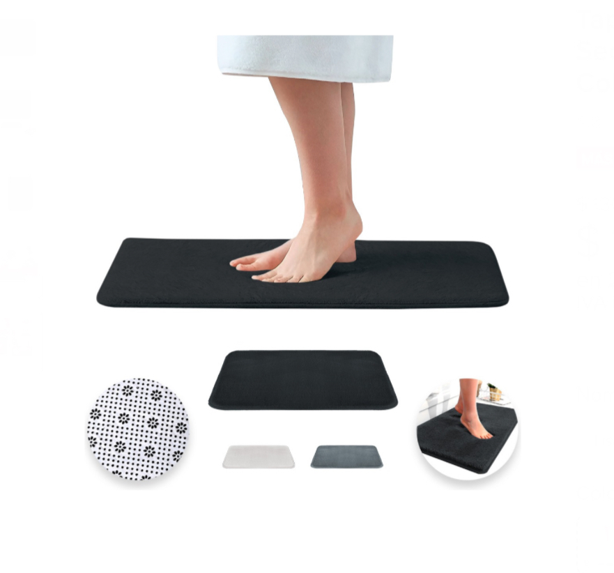 Tapete Absorbente Alfombrilla Secado Rápido Para Baño Negro.