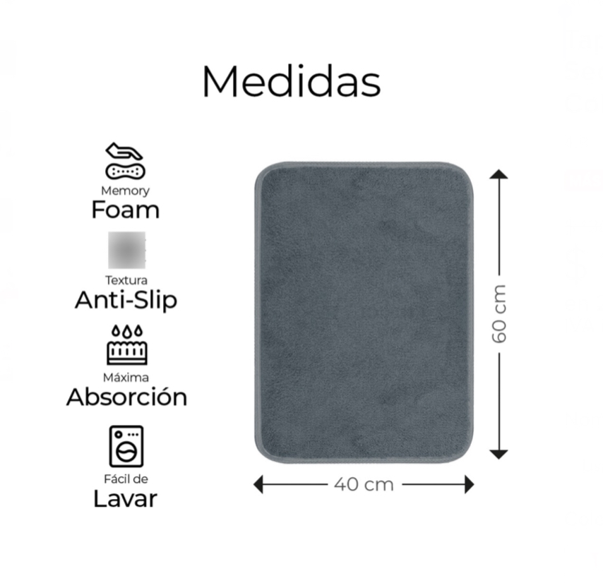 Tapete Absorbente Alfombrilla Secado Rápido Para Baño Negro.