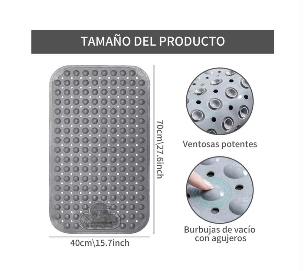 Tapete De Baño Antiderrapente Para Regadera gris.