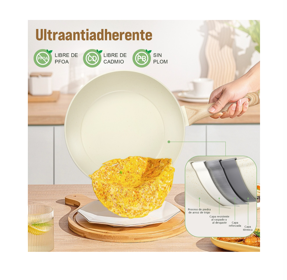 Bateria De Cocina Juego De Ollas Y Sarten 12 Piezas.