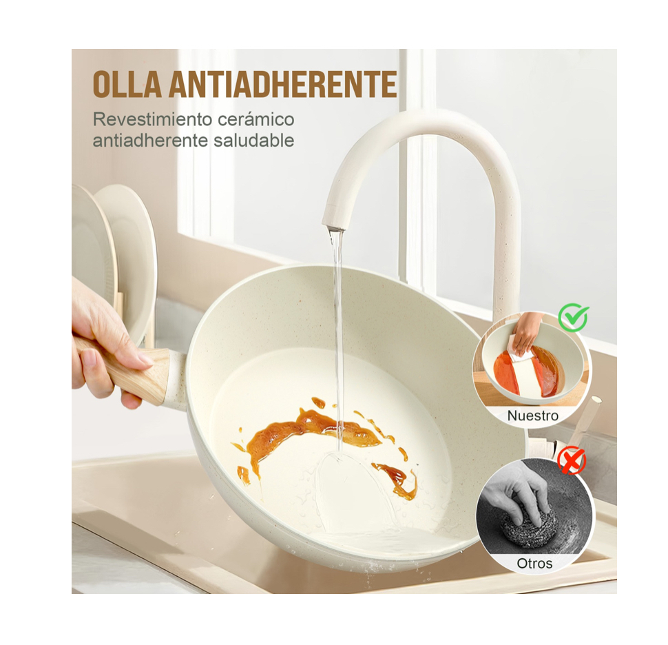 Bateria De Cocina Juego De Ollas Y Sarten 12 Piezas.