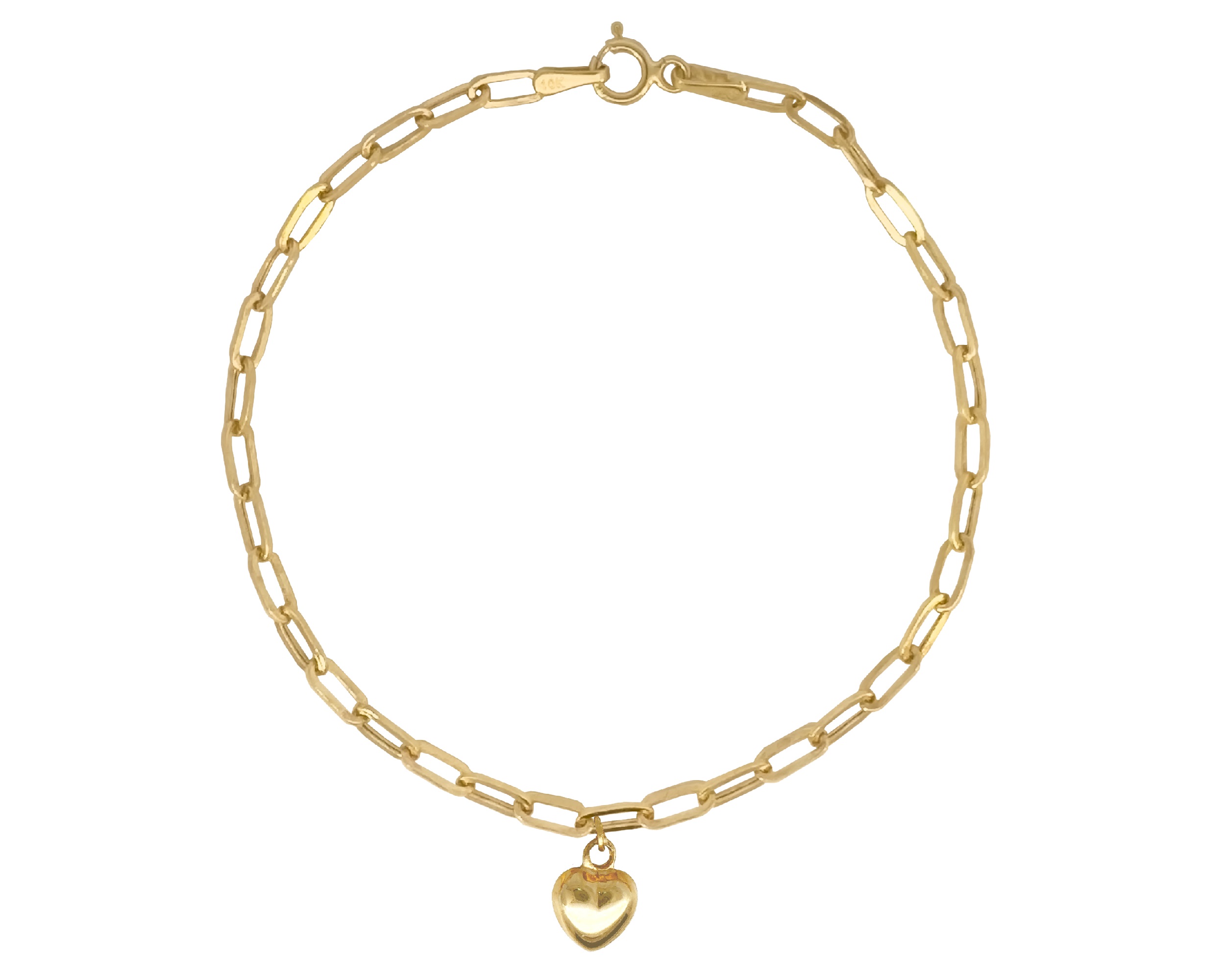 Pulsera Oro 10k Horoz Colguije Corazón abombado 18cm Si215.