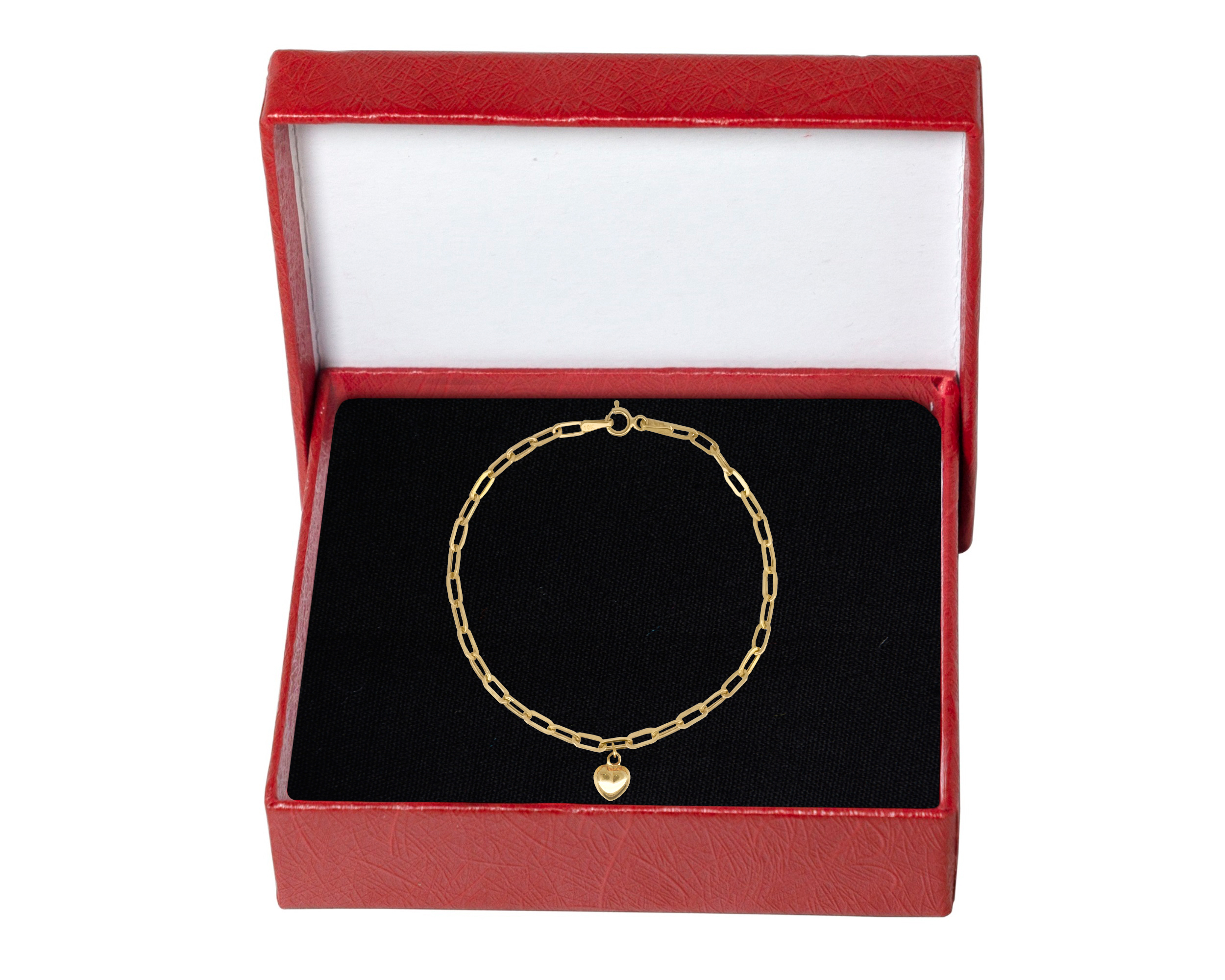Pulsera Oro 10k Horoz Colguije Corazón abombado 18cm Si215.