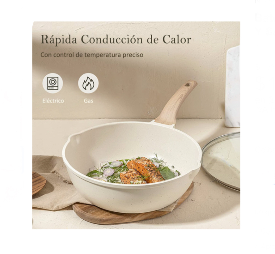 Bateria De Cocina, Juego De Ollas Y Sarten 10 Piezas Blanco.