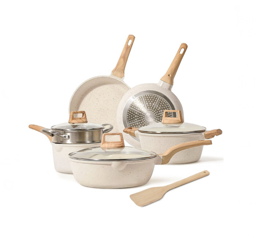 Bateria De Cocina, Juego De Ollas Y Sarten 10 Piezas Blanco.