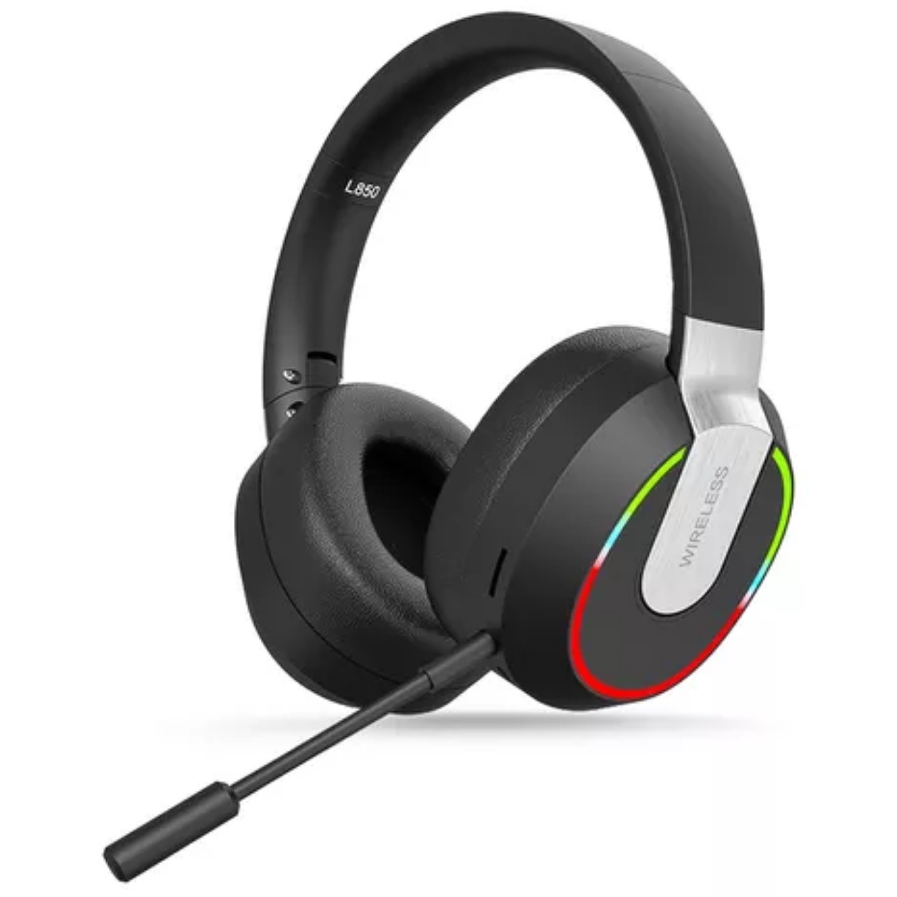 Auriculares gamer inalámbricos Foco My Lord L850B Negro con luz rgb LED con bluetooth diadema plegables