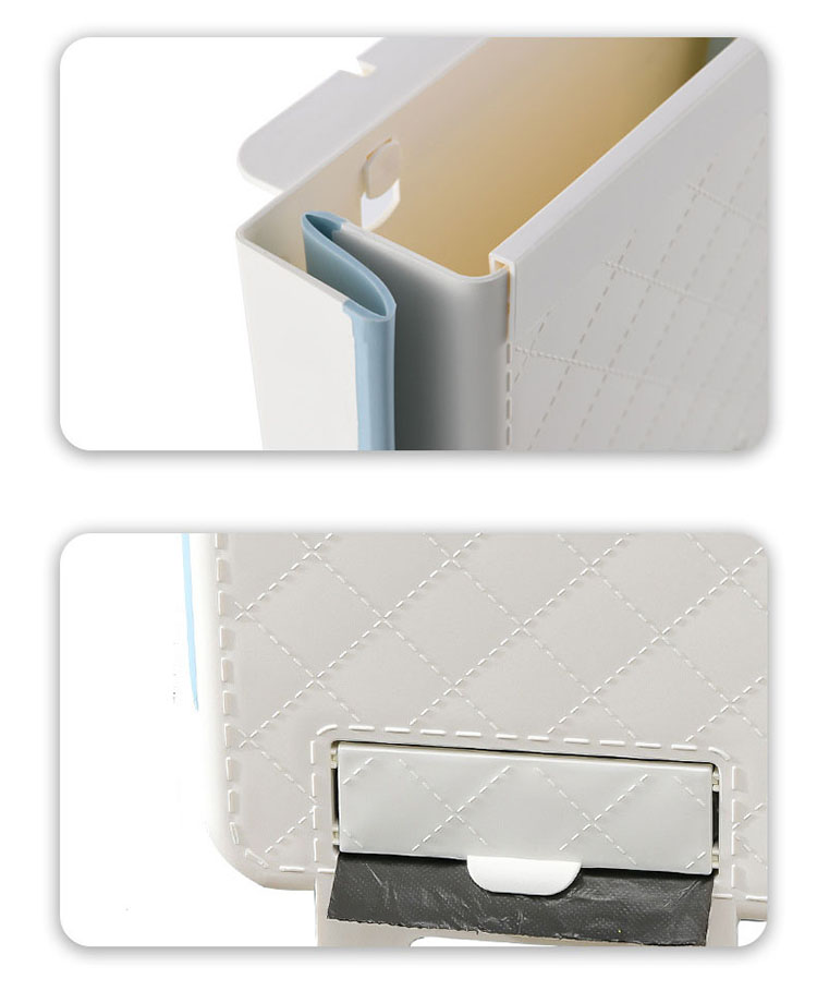 Bote para basura plegable color azul.