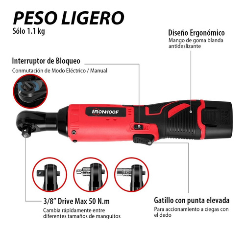 Llave De Impacto Inalámbrica Pistola Eléctrica 3/8 50 Nm 12v