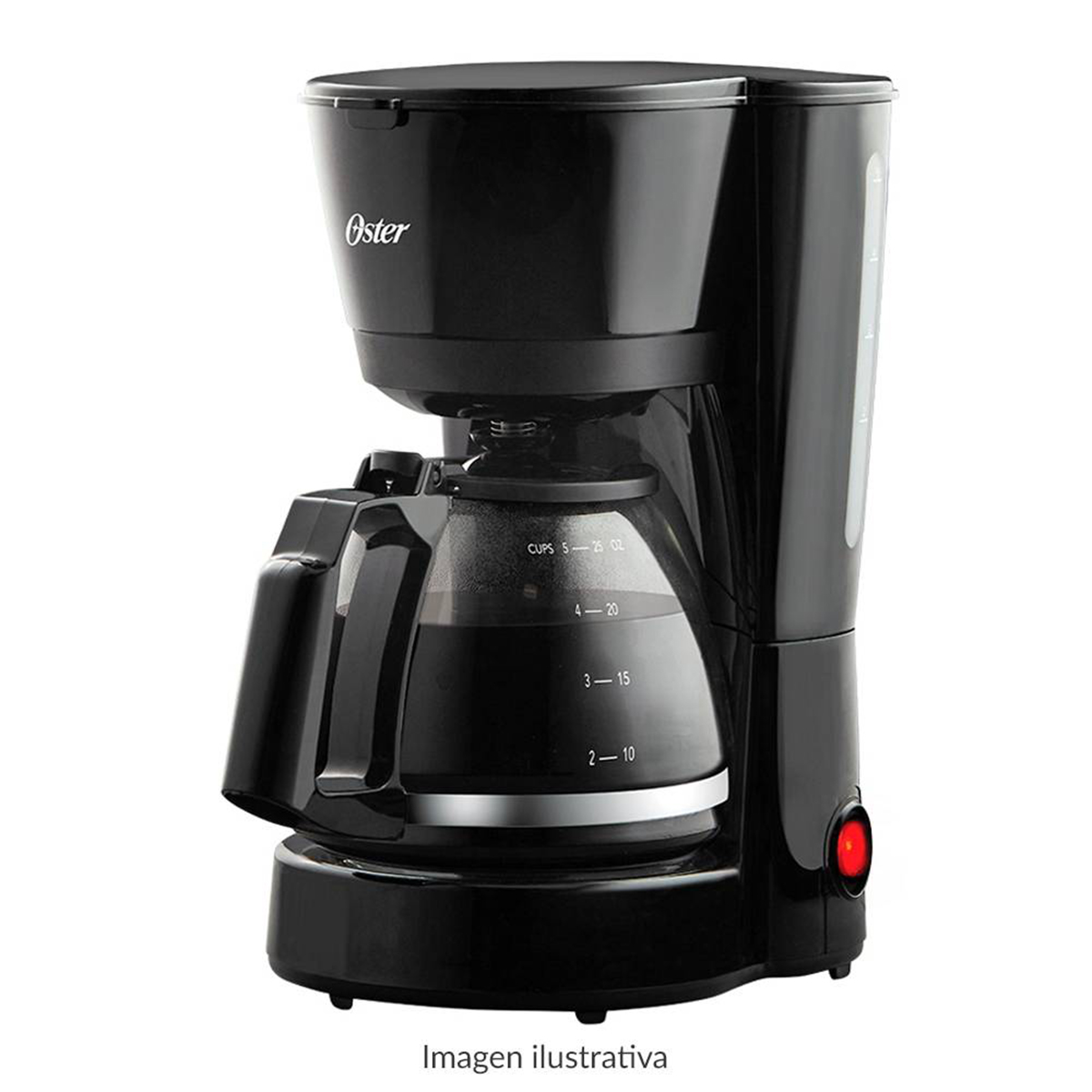 CAFETERA 5 TAZAS ANALOGA JARRA DE VIDRIO NEGRO OSTER.