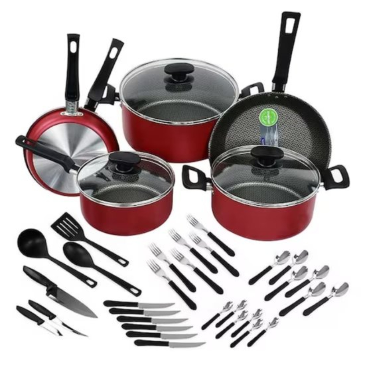 Batería de Cocina Tramontina 20399/779 + Cuchillos + Ollas de Chef 38 Pzas Roja ENDY4.