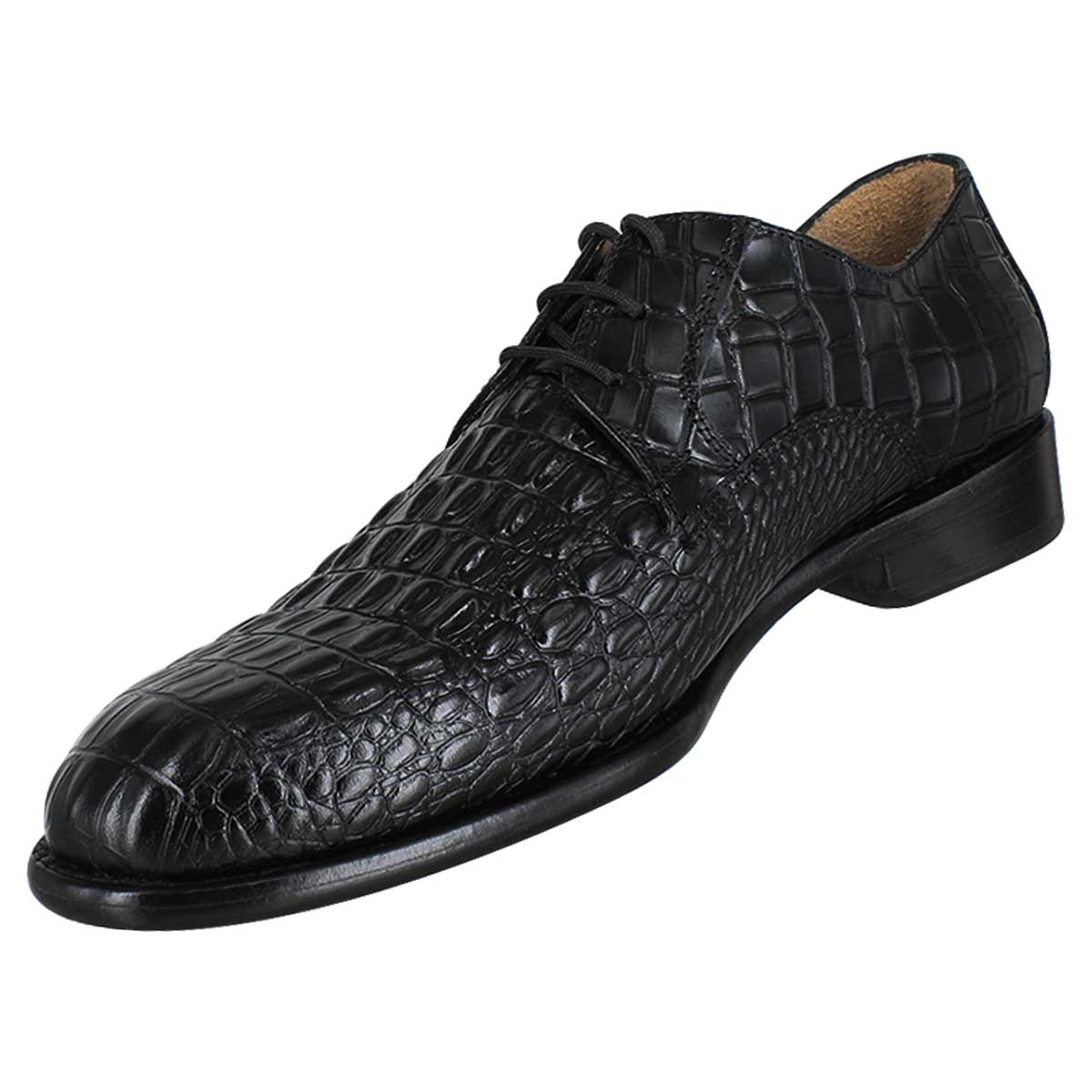 Zapato Formal Hombre Carlo Ronaldi 1115 Res Grabada Caimán Negro Cuero Casual.