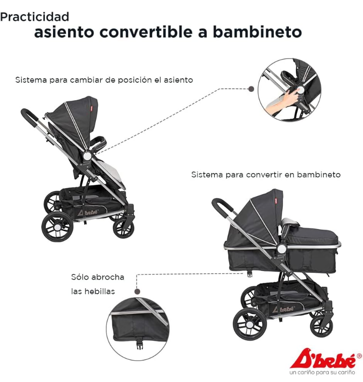 Carreola multifuncional con Bambineto y autoasiento travel system crown 