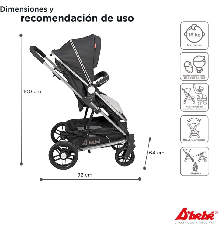 Carreola multifuncional con Bambineto y autoasiento travel system crown 