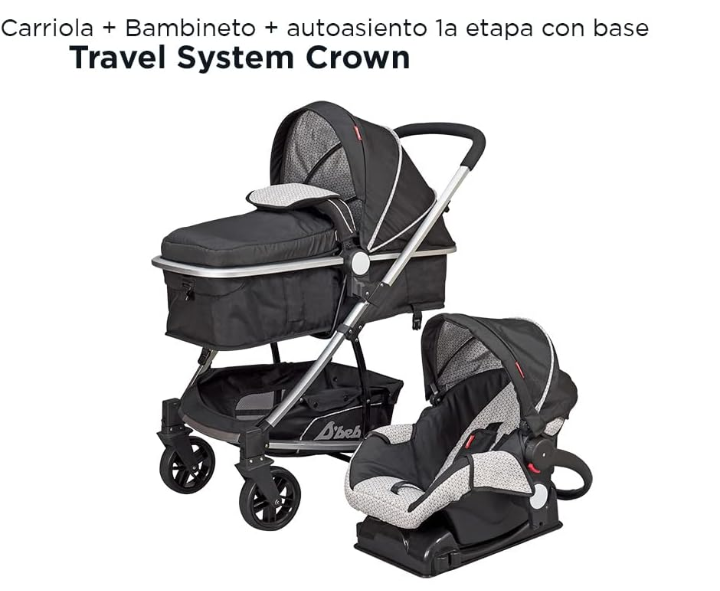 Carreola multifuncional con Bambineto y autoasiento travel system crown 