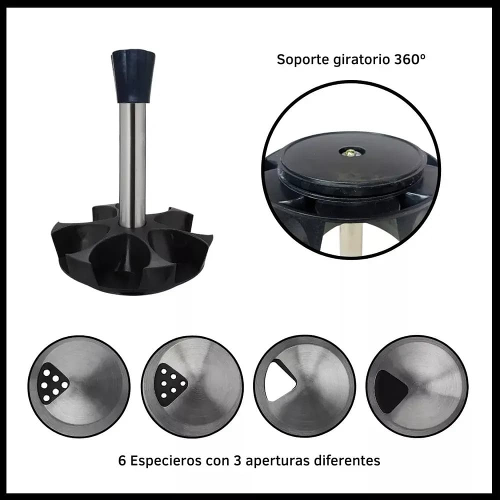 Organizador Giratorio De Especias Para Cocina Con 6 Frascos