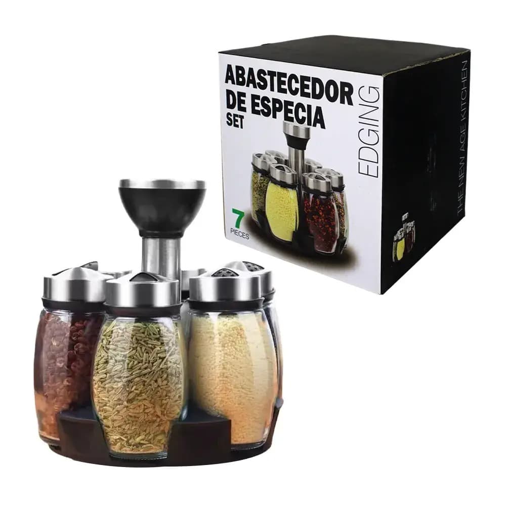 Organizador Giratorio De Especias Para Cocina Con 6 Frascos