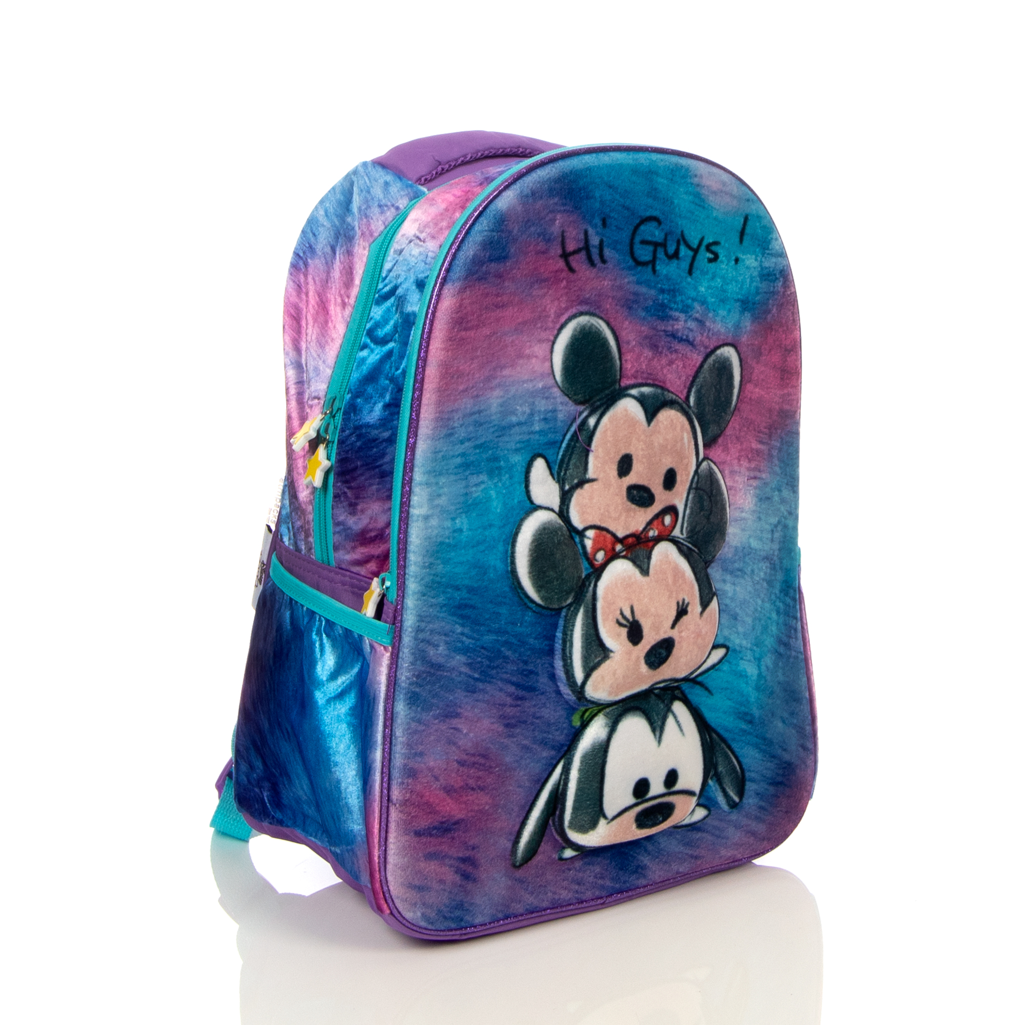 Mochila Disney Tsum Tsum Hi Guys 3d Primaria Atm Color Multicolor Diseño de la tela afelpado, 3d.