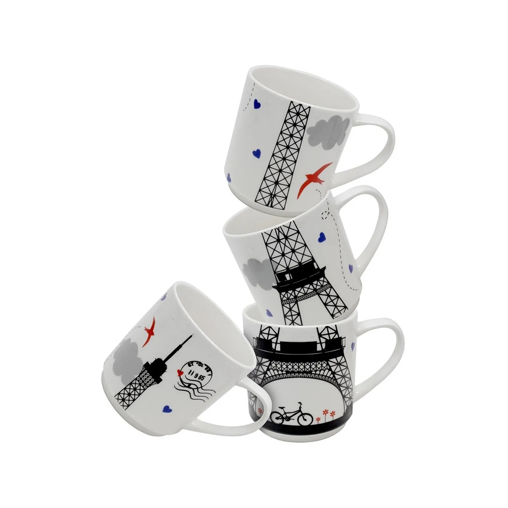 Juego de 4 Tazas de Porcelana decoradas Eiffel - Nuvó.