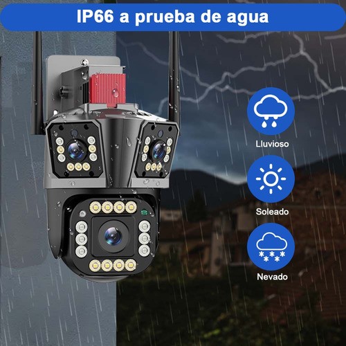 "Cámara De Vigilancia De 8mp Con 3 Pantallas Y Zoom 10x Alexa negra "