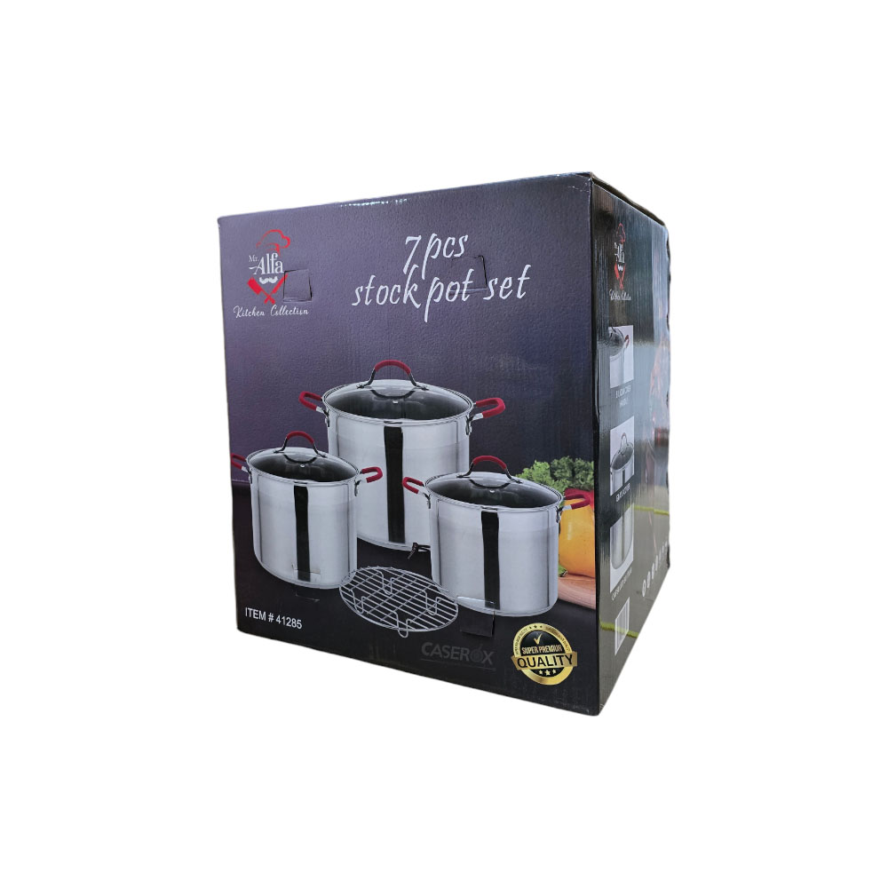 Set 3 Ollas/Vaporeras Acero Inoxidable 10, 12 y 14 Lts - ALFA.