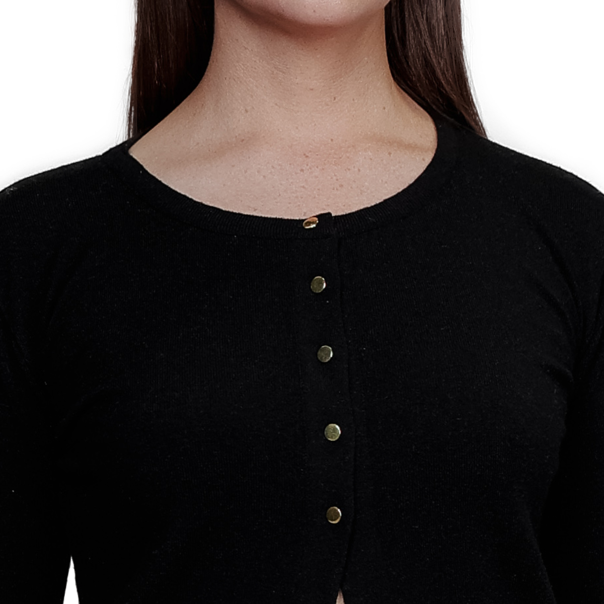 Blusa para mujer con botones-NEGRO