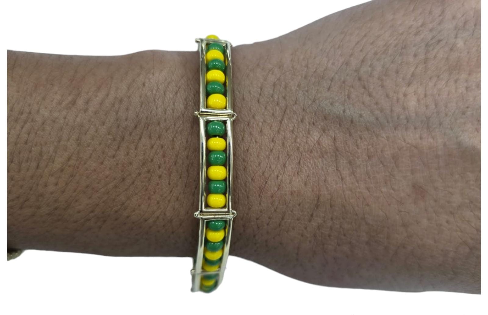 Pulsera de Proteccion Orula Verde & amarillo Oro 10K .