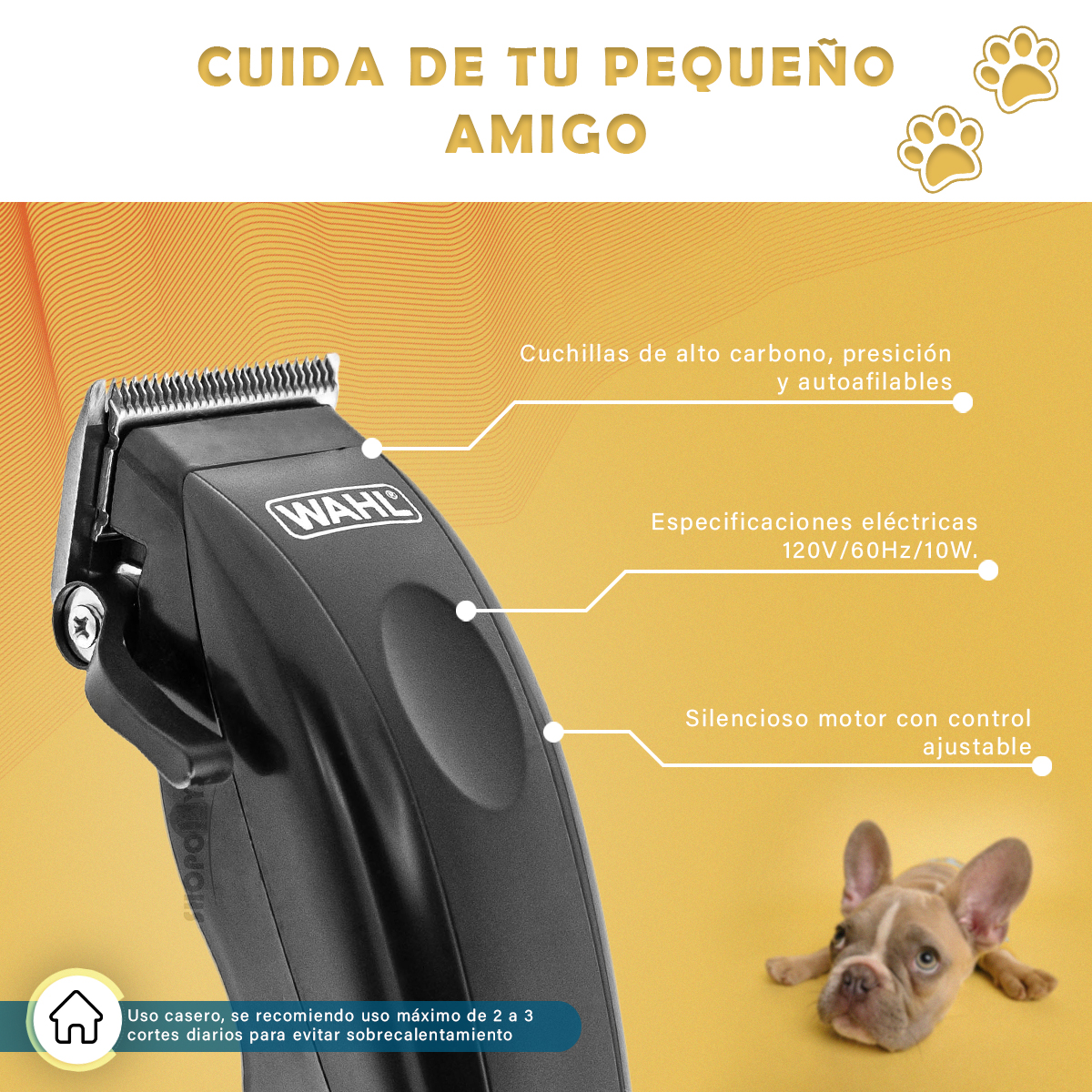 Rasuradora Corta Pelo Wahl Original Negra Casera Para Perros Mascotas  