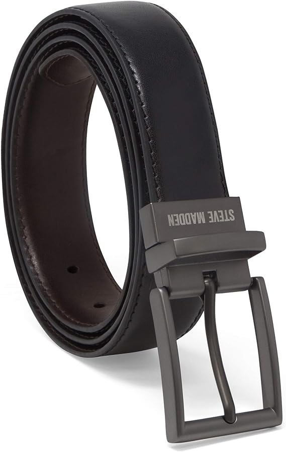 Steve Madden Cinturón de piel reversible para uso diario Cinturn para Hombre.