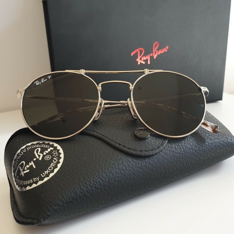 Lentes de sol Ray Ban RB8147M 9165 Round Titanium Negro Polarizado