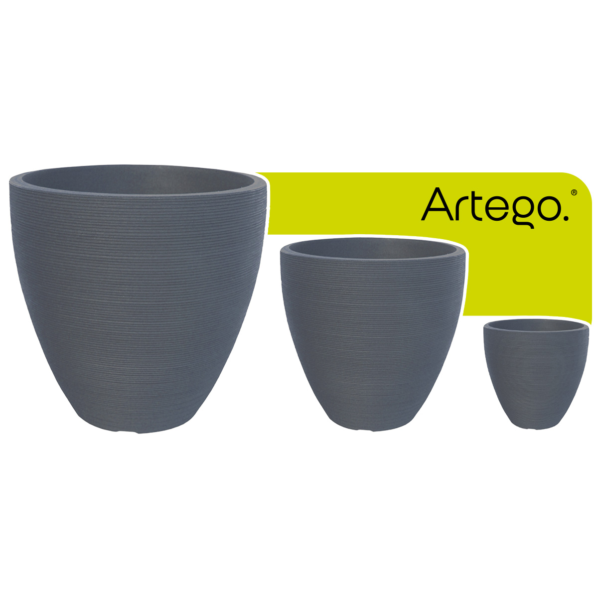 Macetas modernas set de 3 piezas BIG SIZE para exteriores grande ORBITA de Polietileno ultra ligera Artego Japi.