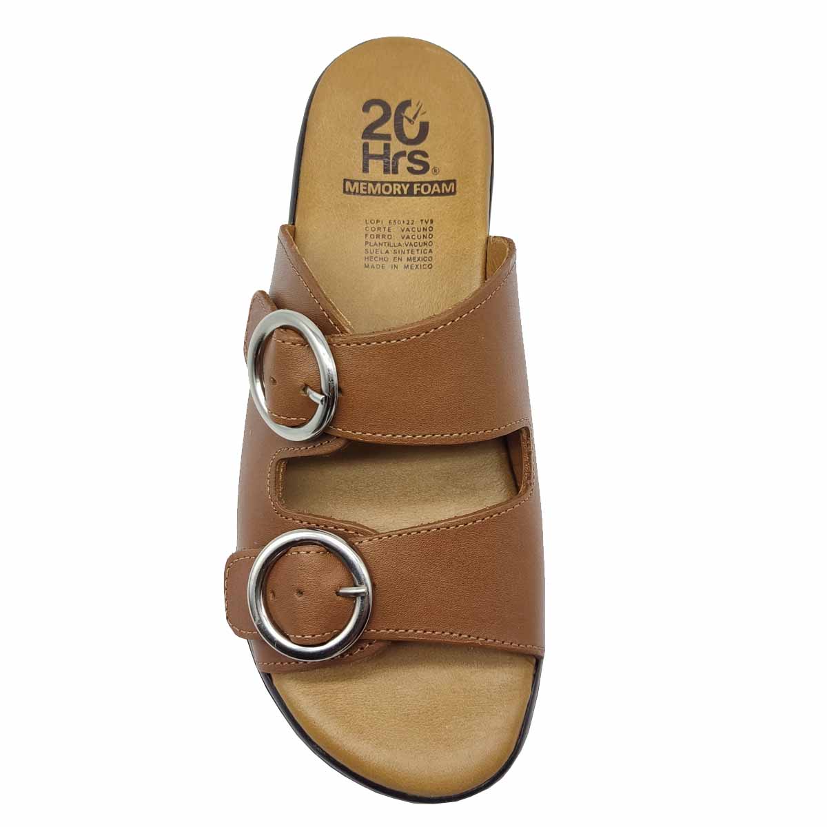 Huaraches 20hrs 1007 Café Camel Mujer 100% Piel Memory Foam .