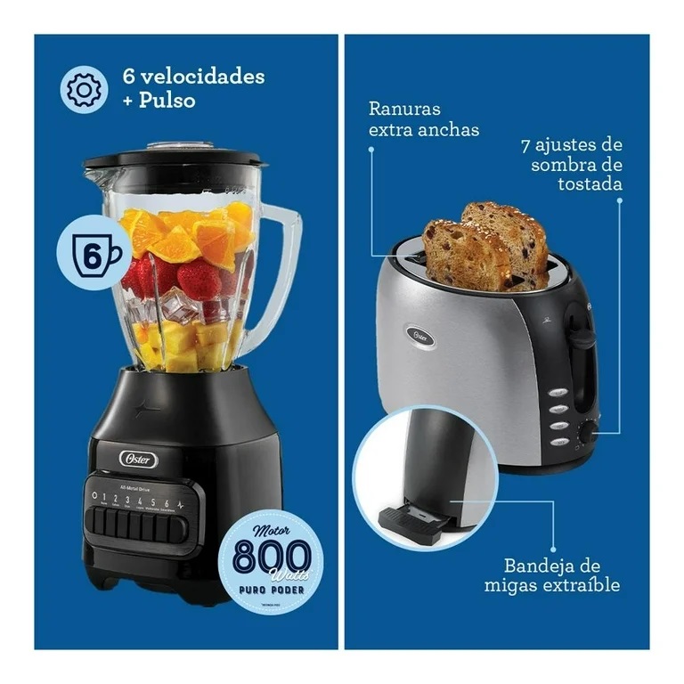 Combo Electrodomésticos Oster Licuadora, cafetera, waflera y tostador.