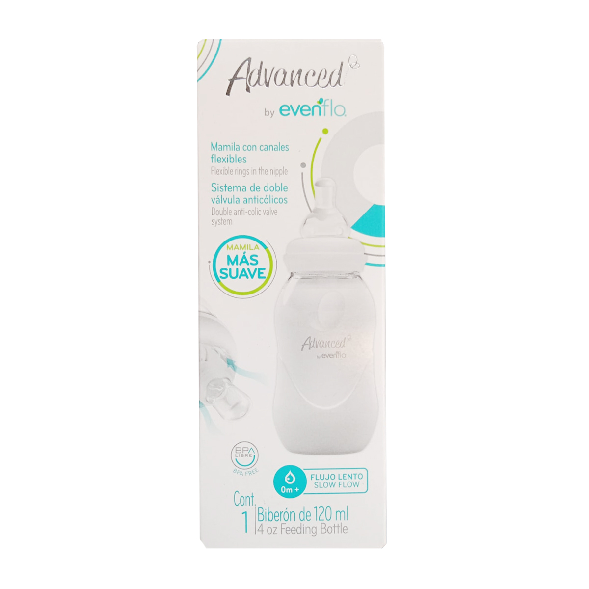 Biberón Evenflo Advanced Estándar 4oz 1pz.