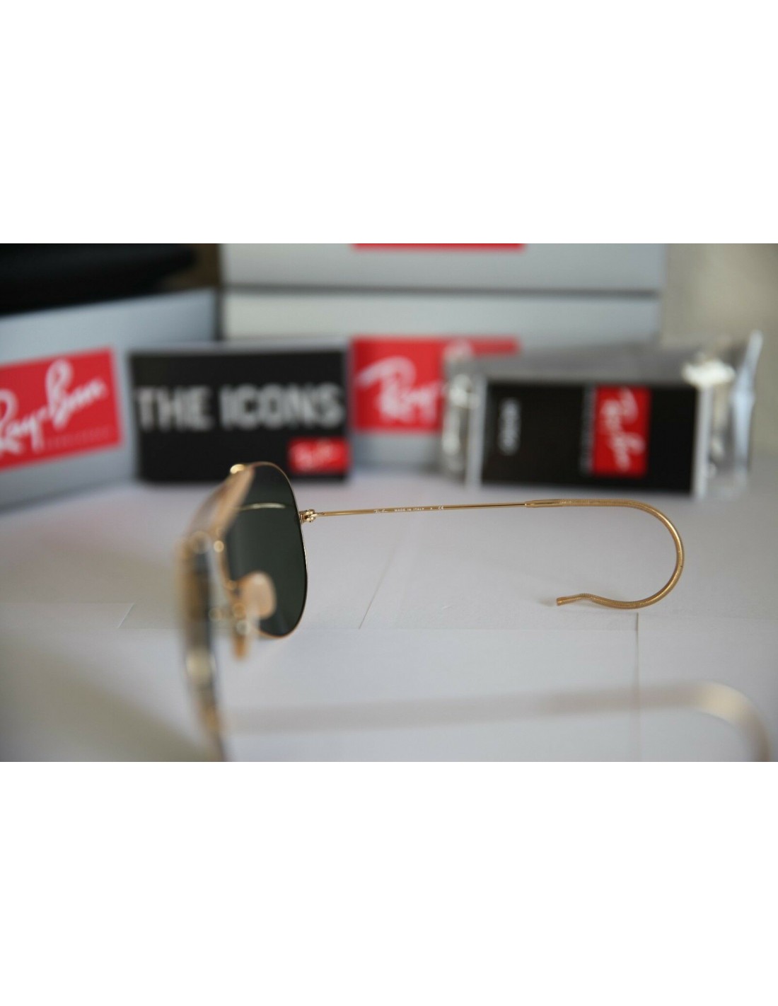 Lentes de sol Ray Ban RB3030 L0216 Aviator outdoorsman Dorado G-15 Cola de rata