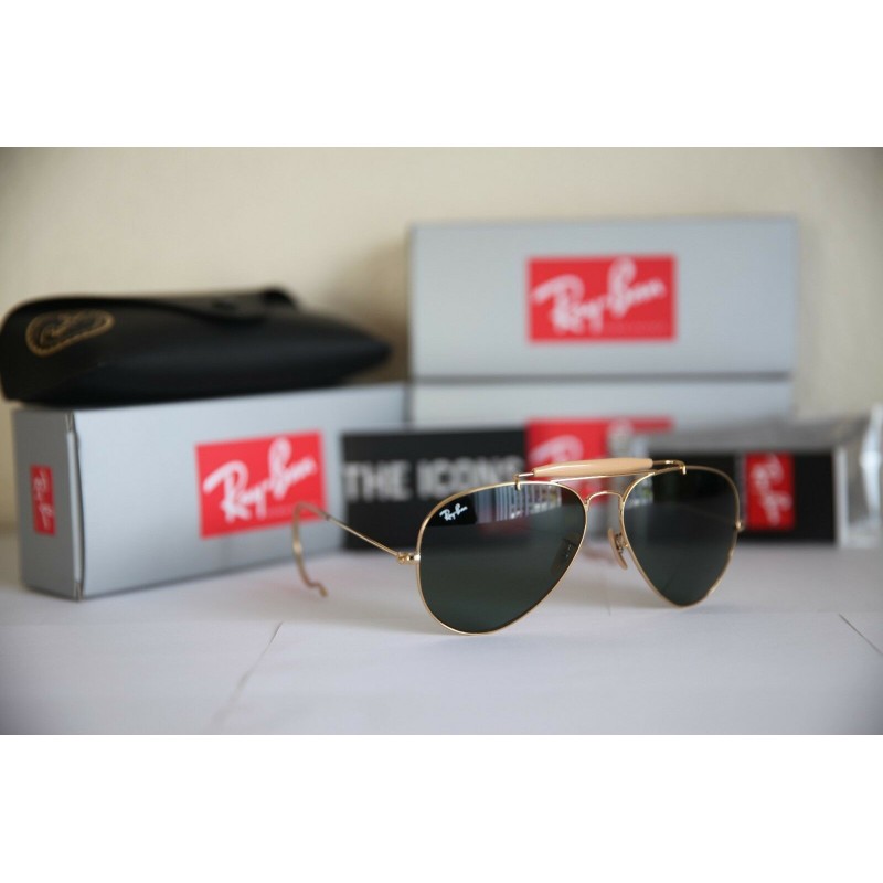 Lentes de sol Ray Ban RB3030 L0216 Aviator outdoorsman Dorado G 15 Cola de rata