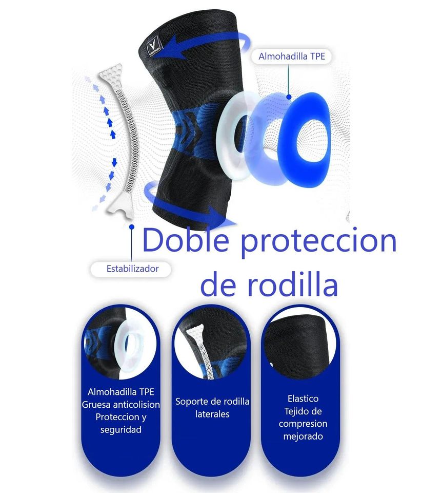 Rodillera deportiva profesional almohadilla TPE soporte elástico antideslizante compresión