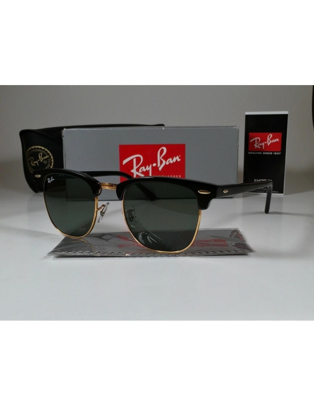 Lentes de sol Ray Ban Rb3016 W0365 Clubmaster Negro G 15 Dorado Original
