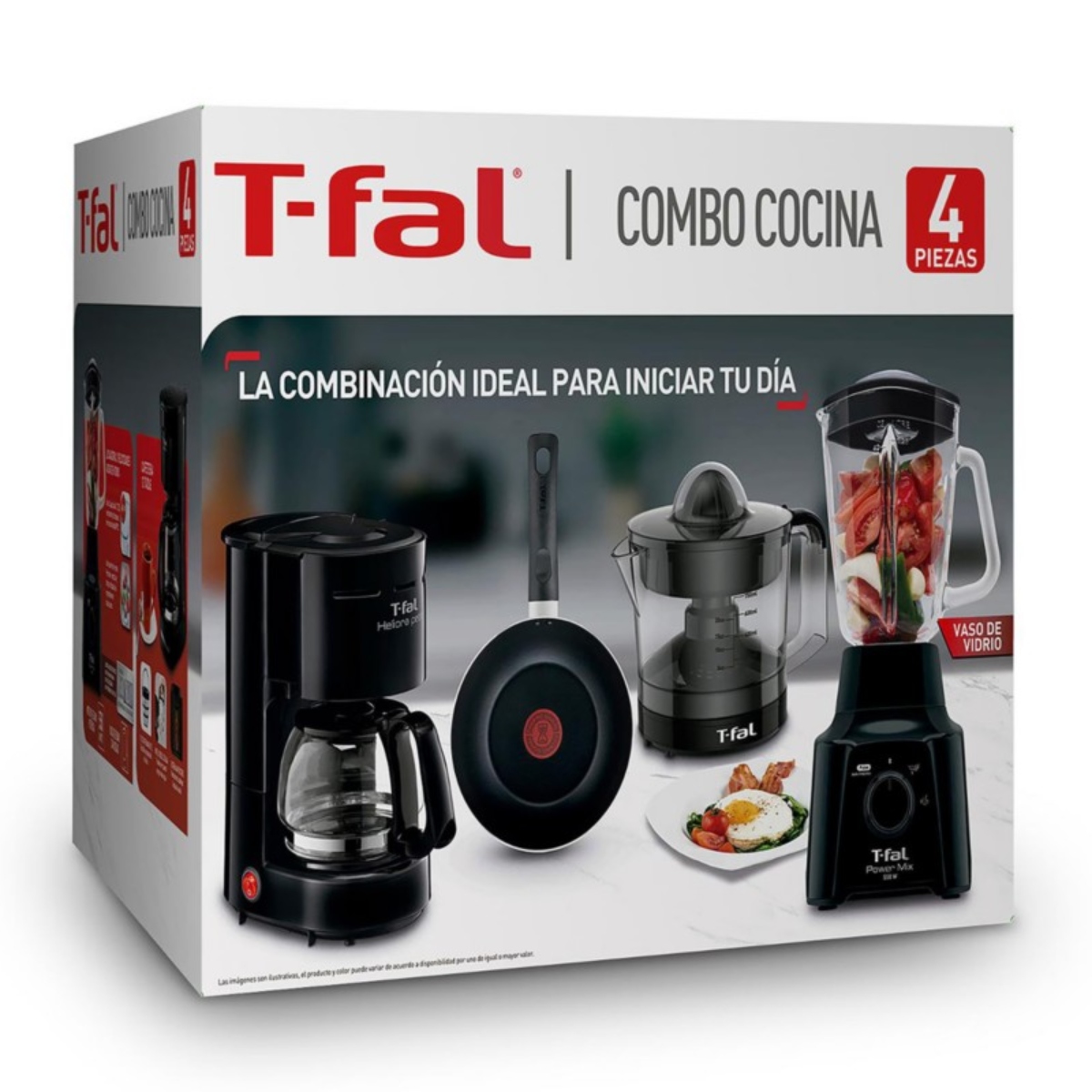 Combo Cocina T-Fal CMLNZP23M Licuadora + Cafetera + Exprimidor + Sartén Negro ORTY6.