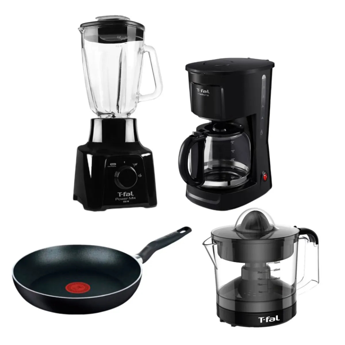 Combo Cocina T-Fal CMLNZP23M Licuadora + Cafetera + Exprimidor + Sartén Negro ORTY6.