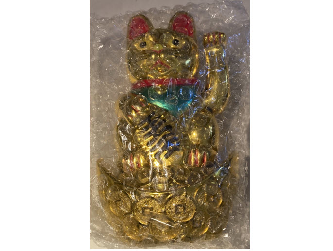 Gato Chino Dorado Atrae La Suerte Y Fortuna, Feng Shui Maneki Neko 18cm.