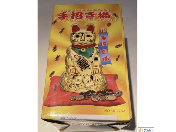 Maneki Gato Chino Atrae La Suerte Y Fortuna, Feng Shui 18cm.