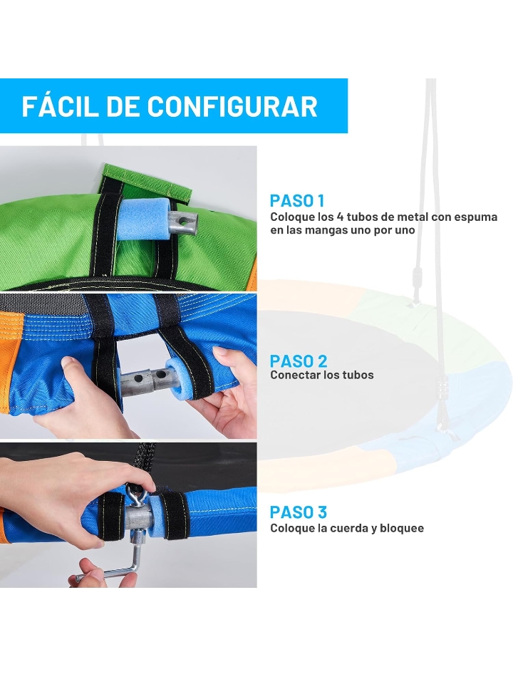 Columpio de árbol circular grande 100 cm impermeable 