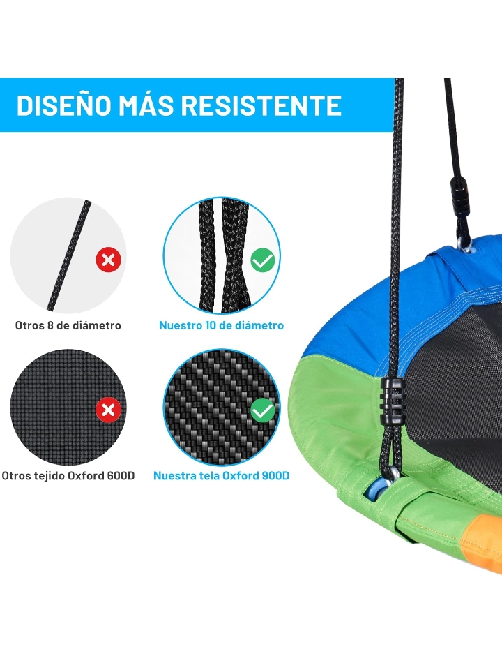 Columpio de árbol circular grande 100 cm impermeable 