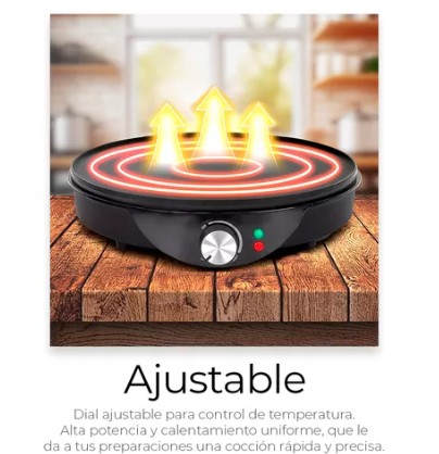 Crepera Eléctrica Antiadherente Temp. Ajustable 120v 1000w T