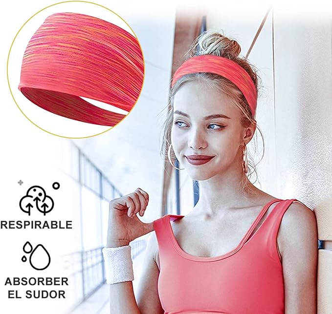 VIDA4U Bandas para el Cabello, Diademas Deportivas Elásticas, Banditas para el Cabello, Headband para Correr, Ciclismo, Yoga, para Hombres y Mujeres.