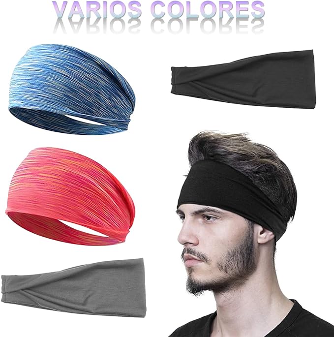 VIDA4U Bandas para el Cabello, Diademas Deportivas Elásticas, Banditas para el Cabello, Headband para Correr, Ciclismo, Yoga, para Hombres y Mujeres.